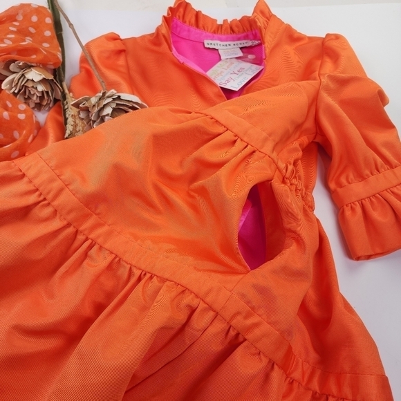 New Gretchen Scott Orange Ruffle Pocketed Dress Sz XS - Picture 13 of 16